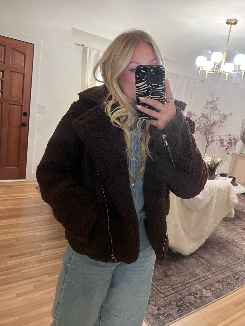Forever 21 Dark Brown Teddy Jacket - Sherpa Zip Coat
